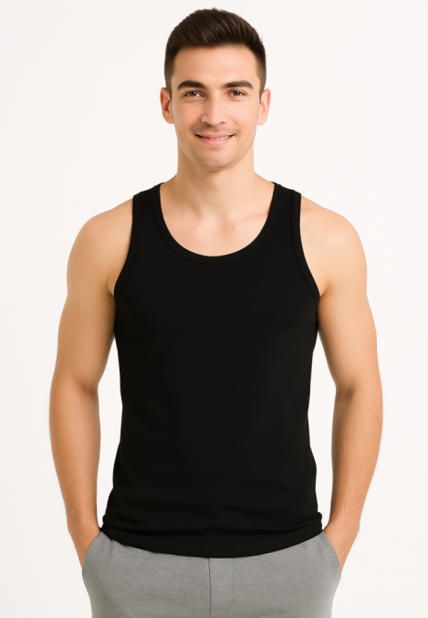 Maiou bărbați din bumbac,Negru, Engros